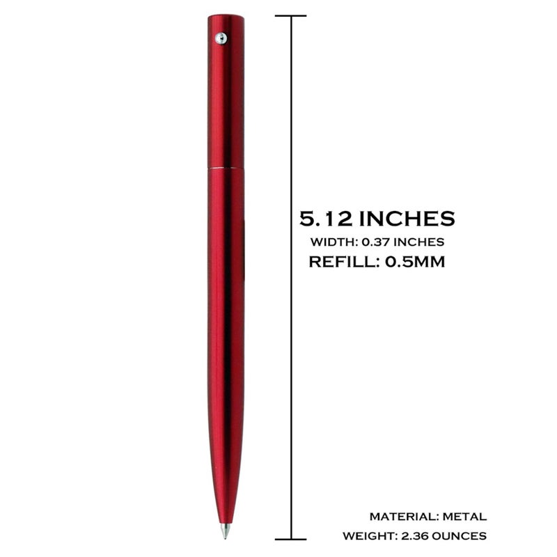 DUNBONG Retractable Metal Gel Pen, 0.5mm Medium Point Ballpoint Pens, Black Gel Ink (Red) - Image 2